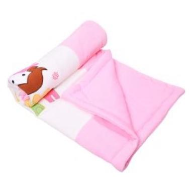 Pink Baby Double Layered Soft Embroidered Blanket