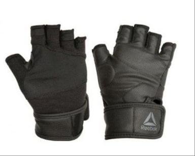 Plain Black Half Finger Gym Fitness Training Pu Gloves