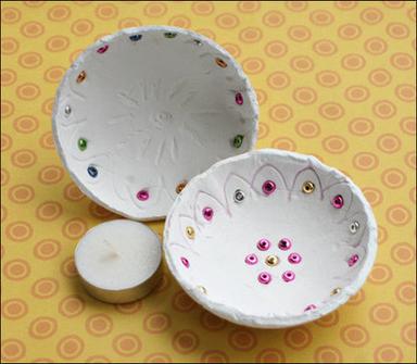 White Traditional Handmade Decoration Clay Diya