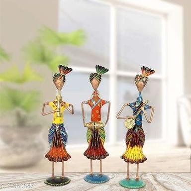 Multi Color Handicrafts Paradise Tribal Rajasthani Musicians In Iron Handmade Decorative