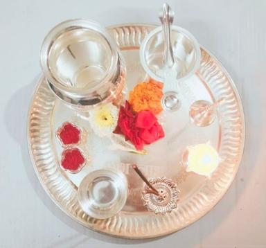 Polishing Silver Plated Ganesh Laxmi Pooja Thali Set