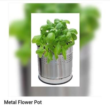 Designer Silver Color Metal Flower Pot