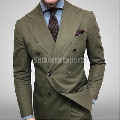 Reseda Green Mens Full Sleeves Regular Fit Two Piece Suit