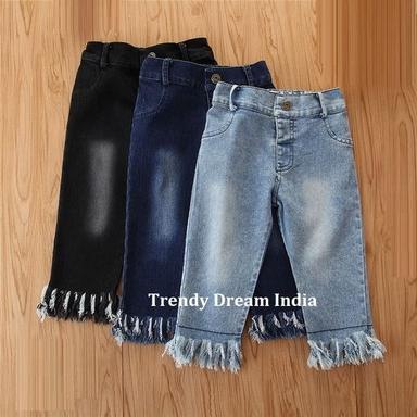 Washable Girls Denim Regular Fit Blue Jeans