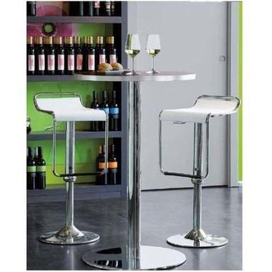 White & Chrome Modern Style Low Back Bar Stool Chair