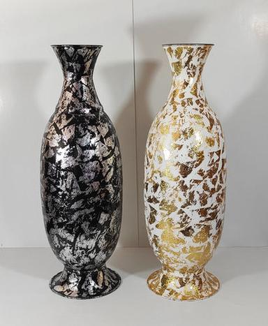 Metal Iron Silver / Golden Printed Enamel Floor Vase