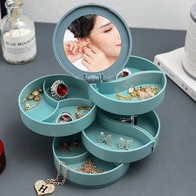 4 Layer Rotating Jewellery Box With Mirror (Random) Size: 10 X 10 X 10.5 Cm