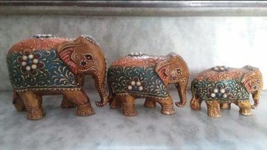Polished Antique Fine Down Trunk Wooden Elephant Statue