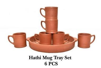 Various Colors Are Available Terracotta Clay Hathi Mug Tray Set