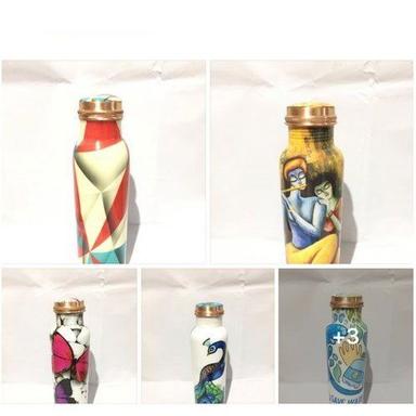 Various Colors Are Available Leak Proof Printed 100% Pure Copper Water Bottle With Ayurvedic Health Benefit