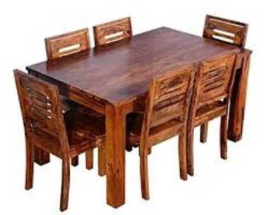 Brown Six Seater Wooden Dining Table