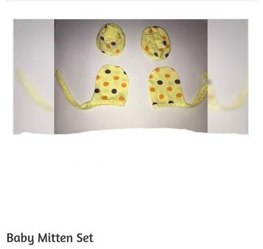 Yellow Color Baby Mitten Set