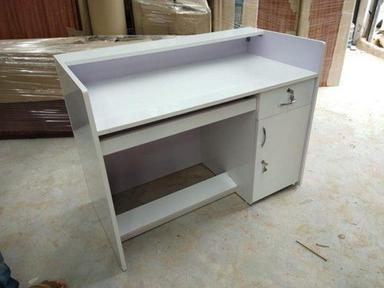 Durable Mini White Office Front Reception Table With 2 Drawer