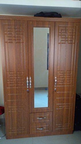 Handmade Plywood Sliding Door Home Wooden Wardrobe With Mirror