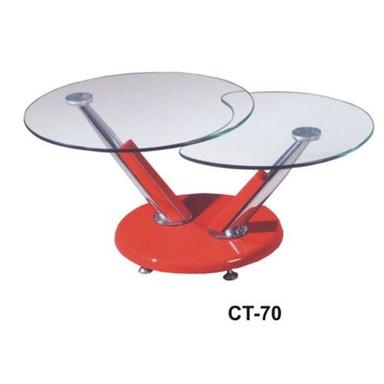 Red Modular Glass Center Coffee Tea Table For Office And Home