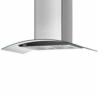 GLEN 90 cm 1200m3/hr Auto-Clean curved glass Kitchen Chimney Motion Sensor Touch Controls Baffle Filters (6063 SS Silver)