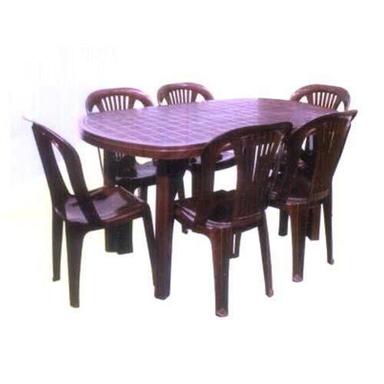 As Displayed Portable 6 Seater Moulded Plastic Dining Table Chair Set