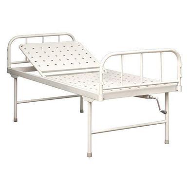 White Mild Steel Made 60 Cm Height Hospital Use Manual Backrest Hospital Bed