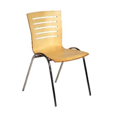 Yellow Perforated Medium Back 2 Feet Height Plastic Cafeteria Chair