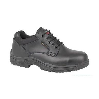 Black Mens Pu Sole Low Ankle Double Density Synthetic Leather Safety Lace Shoes Size: Vary