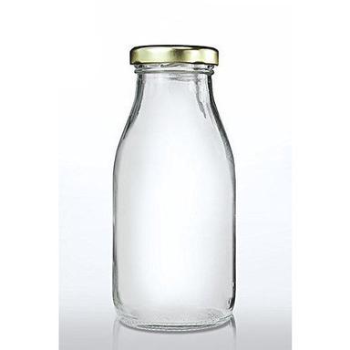 Transparent 200Ml Round Glass Milk Bottle With Aluminium Cap