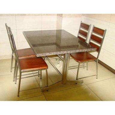 Fireproof Standard Marble Top Stainless Steel Frame Rectangular Brown Restaurant Dining Table Set