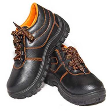 Flat Heel Type Industrial Use Light Weight Men Black Leather Safety Shoes Size: 6-10 Inch