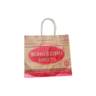 Disposable Brown Printed Paper Grocery Sweet Carry Bag With Handle For Shop Restaurant Size: Subject To Order Or Availability