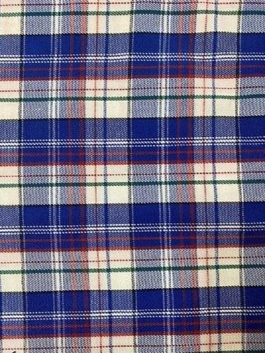 Washable Blue And White 220-240 Gsm Tear Resistance Skin Friendly Impeccable Finish Poly Viscose Check School Uniform Fabric, 58 Inch Width