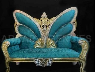 Durable Wedding Blue Velvet Fabric Metal Antique Sofa