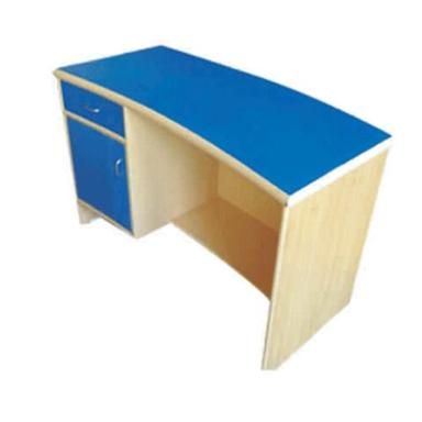 Blue And Brown School Cum College Use Rectangular Shape Wooden Teacher Desk With 2 Drawer