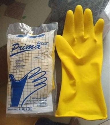 Plain Industrial Non Slip Large Size Yellow Chemical Resistant Rubber Safety Hand Gloves