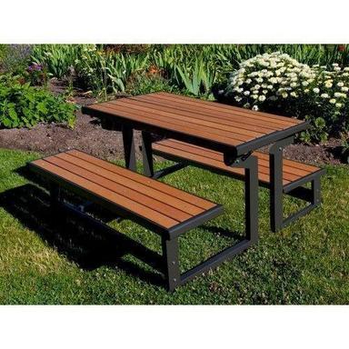 Brown And Black 2 Seater 3 To 4 Fit Long Joint Type Wooden Garden Cum School Chair Table