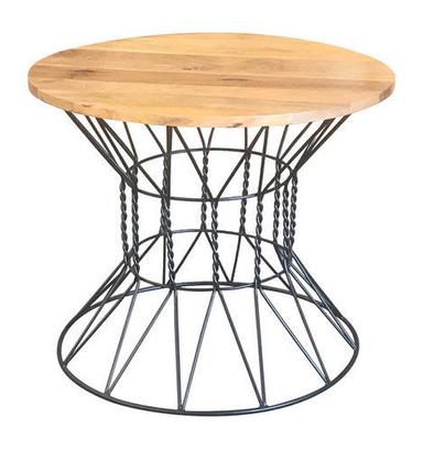 हस्तनिर्मित 75 सेमी ऊंचाई औद्योगिक लकड़ी का गोल टॉप बिस्ट्रो टेबल 