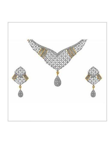 Shiny Look Attractive Design Perfect Shape And Attractive Design American Diamond Necklace Set Very Good