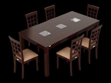 Indian Style Square Brown Wooden Dining Table With Six Chair For Home And Hotel
