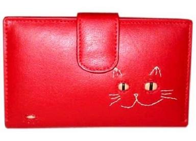 Rectangular Very Spacious And Light Weight Embroidered Design Ladies Red Color Leather Purse Gender: Female