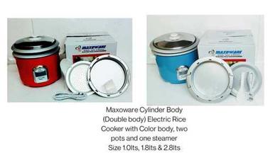 Comes In Various Colors Light Weight And Cylindrical Shape Electric Rice Cooker With Two Pots And One Steamer