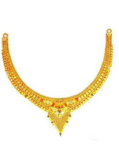 Golden Long Lasting Shine Gold Forming Necklace Set For Gift, Party And Wedding Use