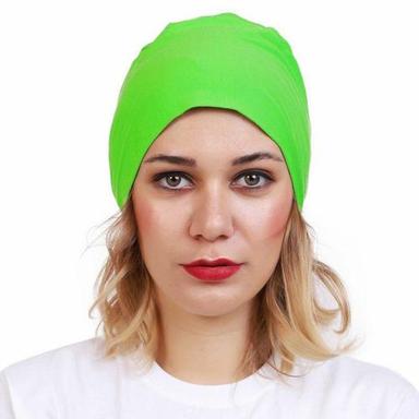 Parrot Green Cotton Slouchy Cycling Running Beanies Caps For Winter Gender: Unisex