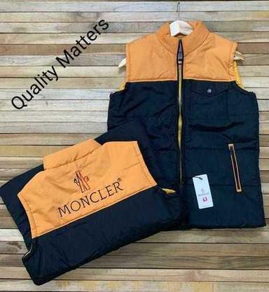 Yellow And Black Casual Wear Fully Warm Fabric Sleeveless Winter Jackets For Mens