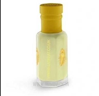 Round Yellow Transparent Toughened Glass Printed Attar Bottles For Filling Perfume