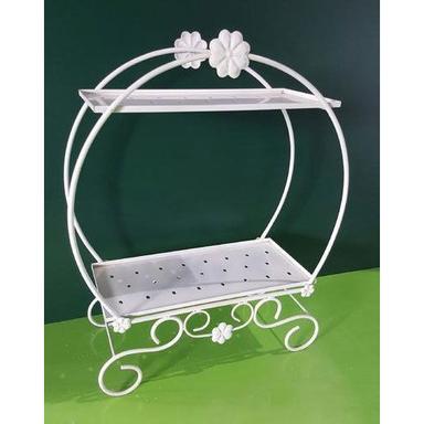White 5 To 10 Kg. Weight Polished And Coated Mild Steel Outdoor Plant Holder Cum Flower Pot Stand
