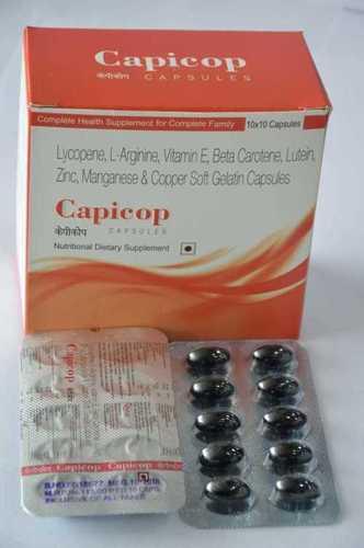 Tablets Capicop Lycopene L Arginine Vitamin E Beta Carotene Lutein Zinc Manganese And Copper Soft Gelatin Capsules
