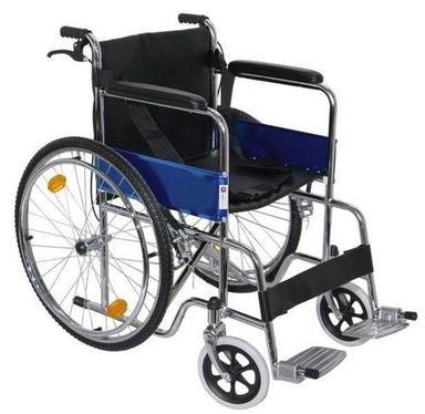 Steel Body Foldable And Adjustable Manual Chrome Wheelchair With Attendant Brakes Backrest Height: 515 Millimeter (Mm)