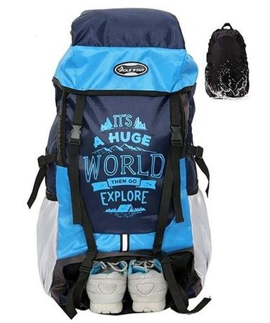 Sky Blue 55 Liters Capacity Pu Coated Polyester Trekking Rucksacks