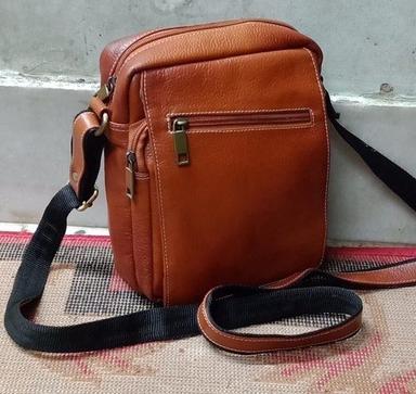 Light Weight And Spacious Plain Design And Brown Color Leather Sling Bag For Casual Wear Gender: Men