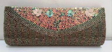 Comes In Various Colors Handmade Satin Fabric Embroidery Beaded Long Wallet Purse For Party And Casual Wear