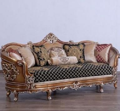 White Antique Brown Carved Wooden Sofa Set For Home, Bedroom