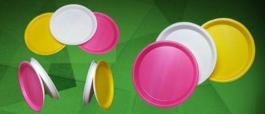 12 Inch Plain Color Laminated Round Disposable Eps Meal Plates (Pink, White And Yellow) Application: Parties